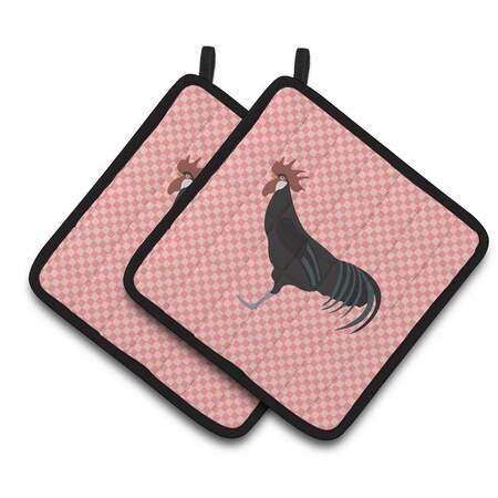 Carolines Treasures Minorca Ctalalan Chicken Pink Check Pair of Pot Holders BB7841PTHD
